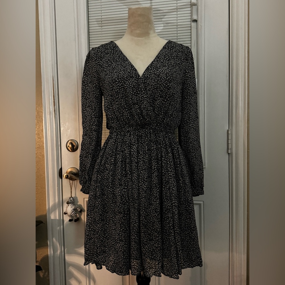 Maeve by Anthropologie Black White Animal Print Dress with Pockets XS
